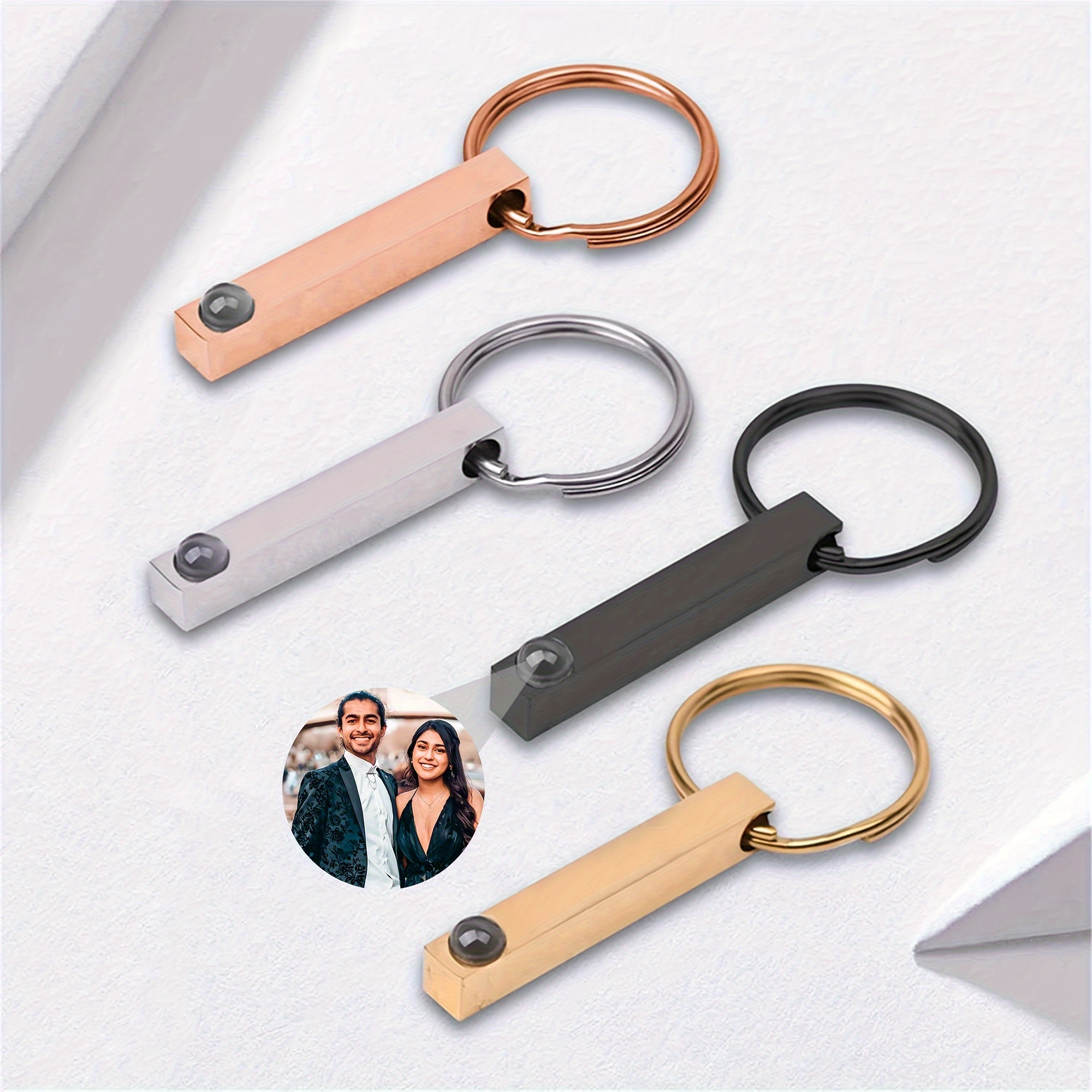 

1pc Men's Customized Projection Stainless Steel Key Chain