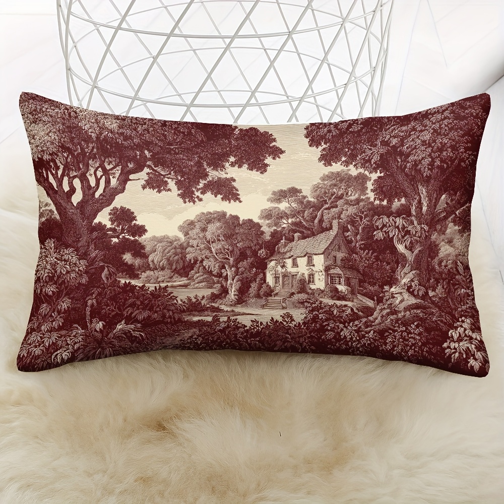 TEMU 1pc Housse de Coussin Rectangulaire en Peluche Courte avec Fermeture Éclair, Imprimé - Design Toile de , Décoration Maison Cadeau, Lavable en