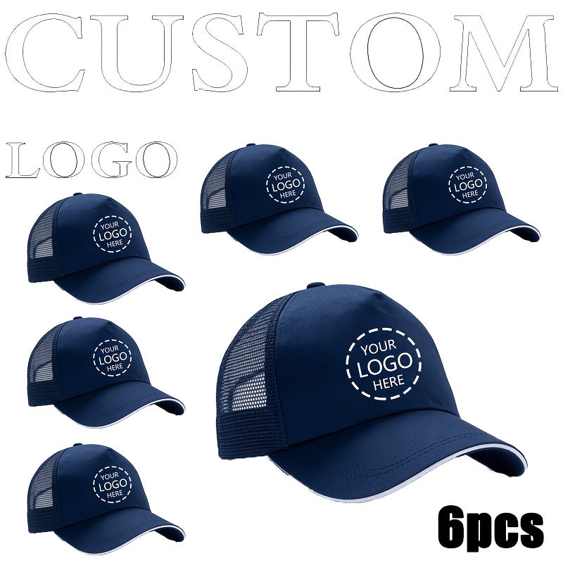 TEMU 6pcs Baseball Caps With Printable Logos - Adjustable Size Suitable For Sports, Outdoor, Casual Wear | Breathable Lightweight Hats For Uniforms,