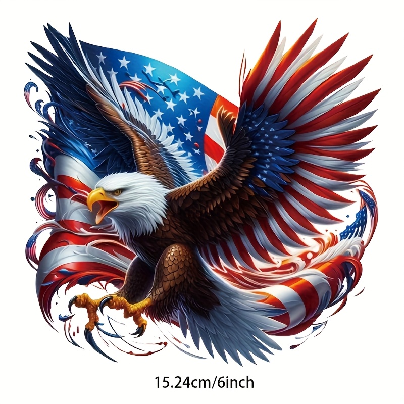 TEMU 2d Flat Patriotic Eagle Vinyl Sticker - 6 Inch Smooth Single Use Car Stickers - Self Adhesive Multipurpose Vehicle Decals For Car Truck