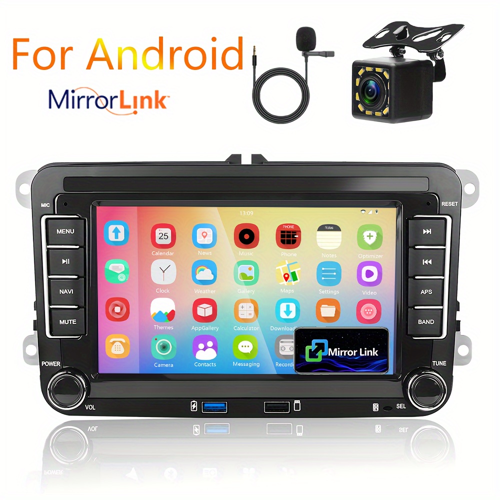 Image of Podofo 1+32g Stereo For Vw For Seat For For For Golf For Tiguan For Altea For Octavia For , Double Din Radio With 7'' Touchscreen Wireless Gps Navigation Wifi Fm Rds Swc Usb Rear Mic
