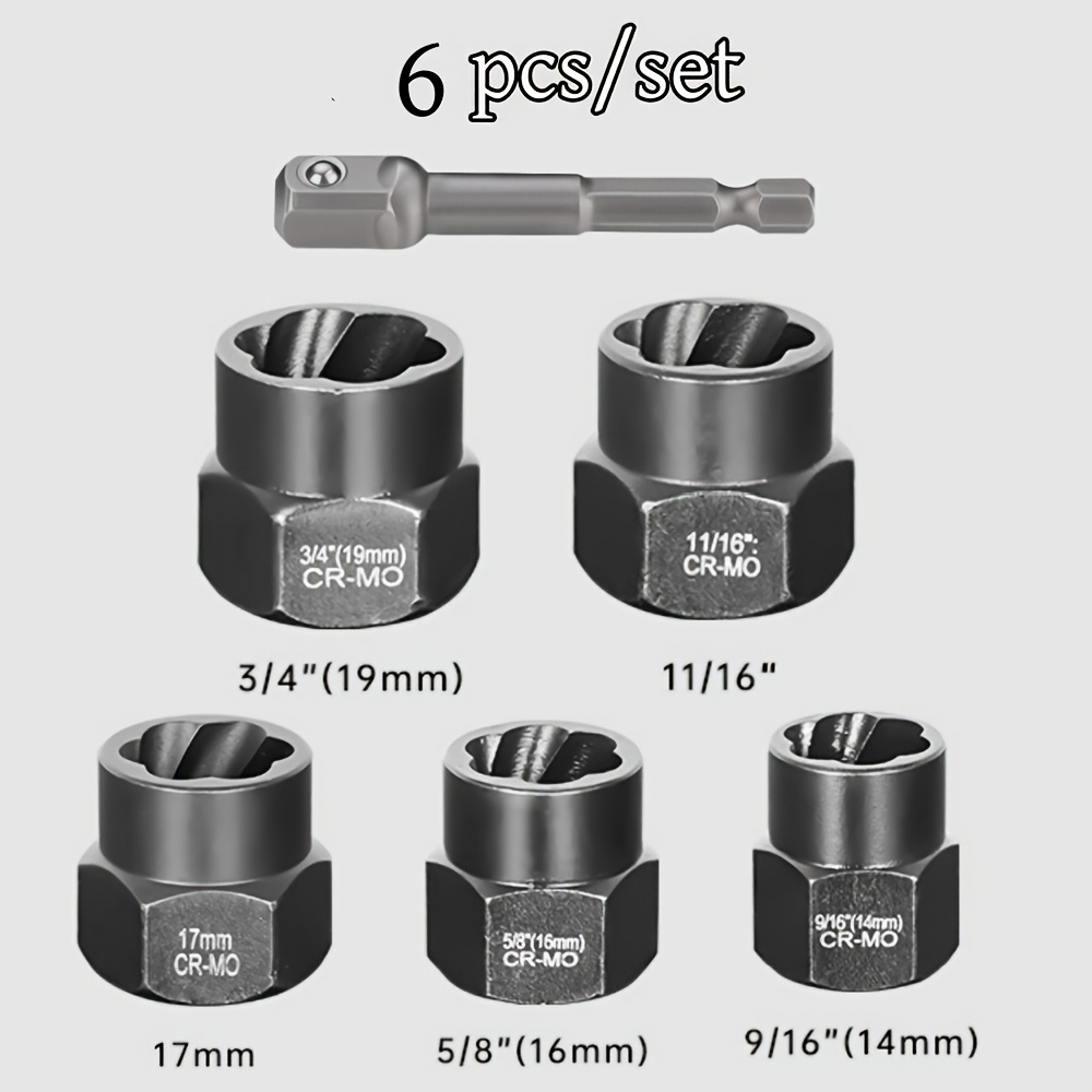 TEMU Extractor Kit, 6pcs And 9pcs Impact And Nut Remover Set With 3/8 Inch Adapter, Upgrade Stripped Extractor Socket Set Easy Out For Rusted,