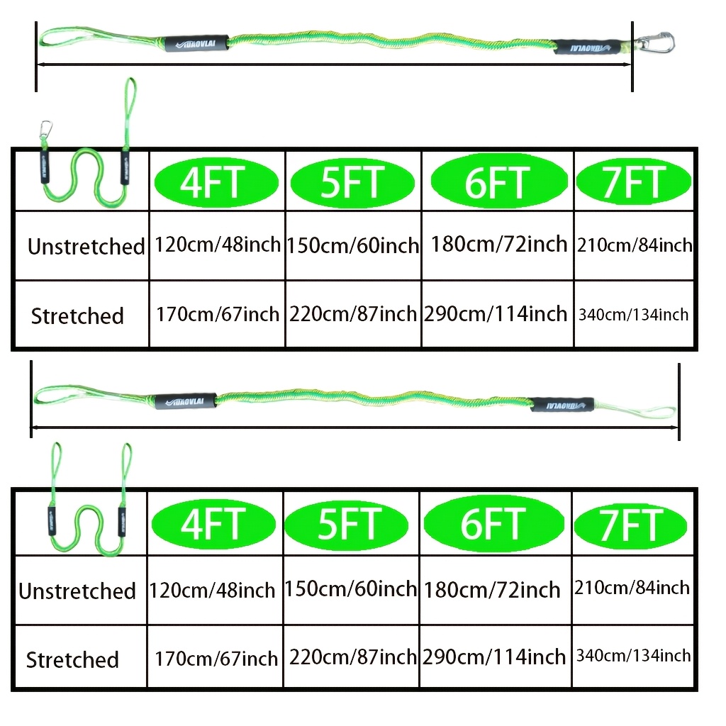 Green Vertical Stripe Bungee Dock Line, Elastic Dock Rope