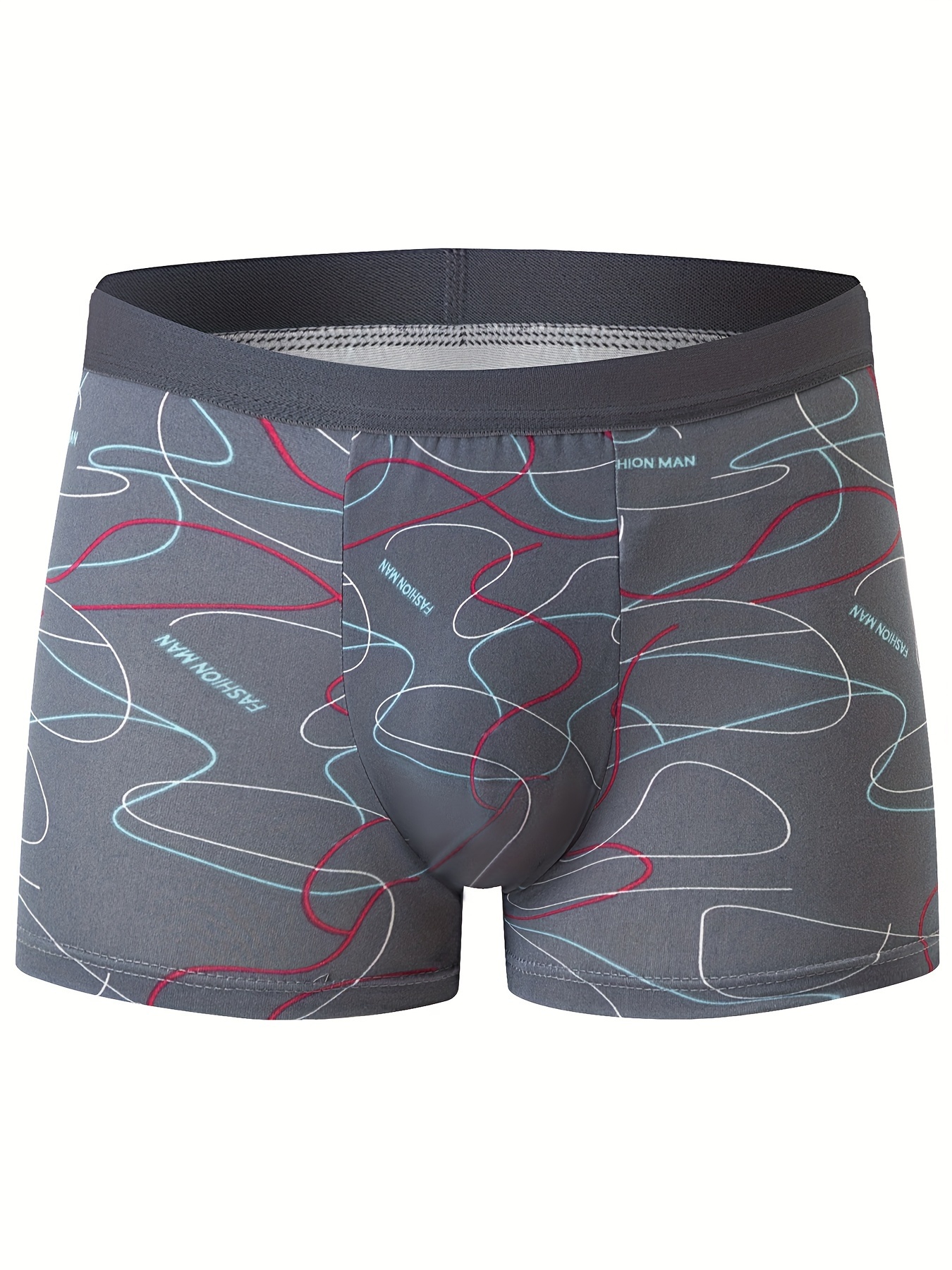 4pcs Men's Fashion Pattern Print Boxer Briefs, Crotch Mid-waist Breathable Comfortable Boxer Trunks, Elastic Sports Shorts, Men's Casual Underwear for Daily Wear