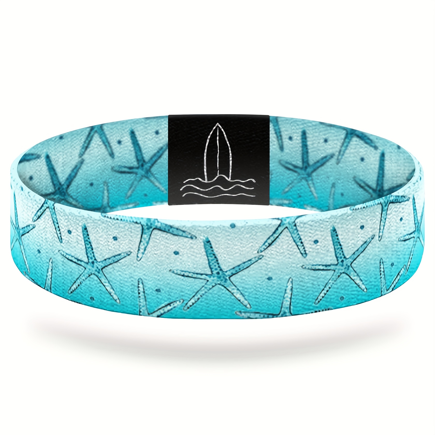 E-shop 1 Stück Elastischer Handgelenkband mit Sternenfisch-Design für Damen und Herren - -Blau-Gradient, Sportzubehör mit Ozean-Einfluss, zum täglichen