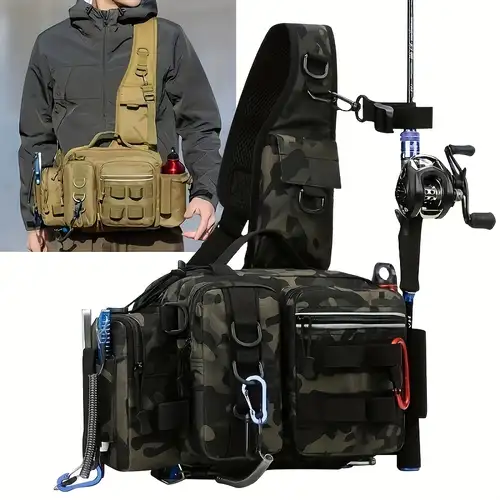 THKFISH Waterproof Fishing Waist Bag with Fishing Rod Holder, Fishing Tackle Bag with Adjustable Strap, Airtight Zipper, Lightweight Sling Fishing Waist Bag for Fly Fishing, Brown THKFISH Waterproof Fishing Waist Bag with Fishing Rod Holder, Fishing Tackle Bag with Adjustable Strap, Airtight Zipper, Lightweight Sling Fishing Waist Bag for Fly Fishing, Brown