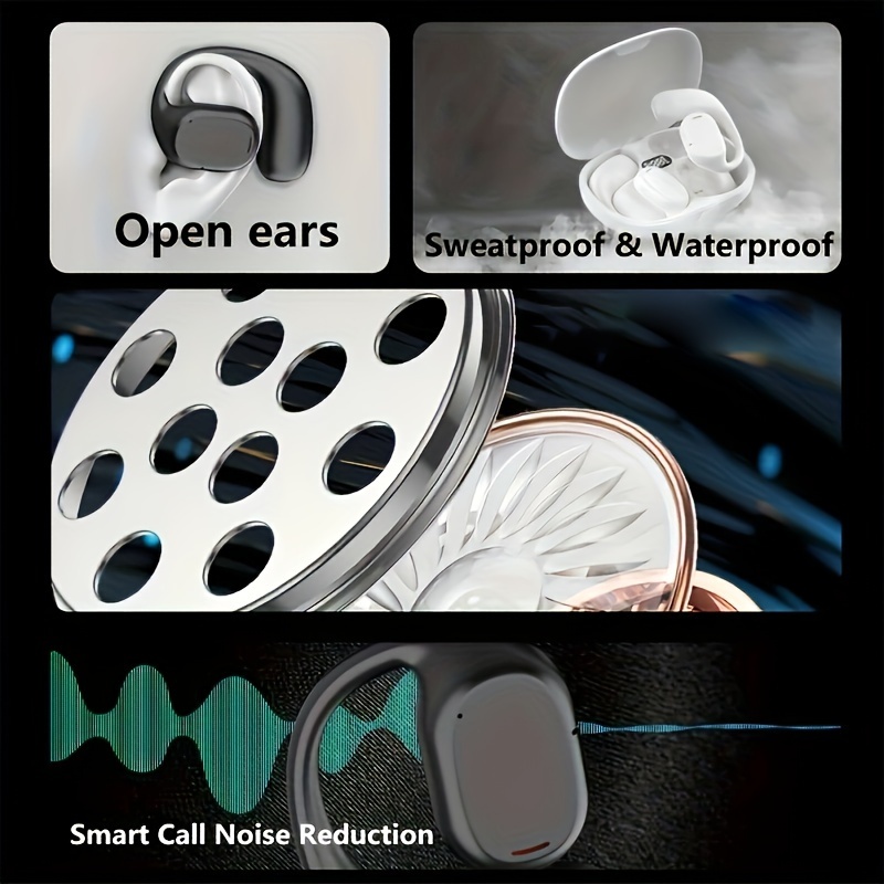 Fones de ouvido suspensos de condução de ar sem fio, não no ouvido aberto, esportes, ciclismo, corrida, exercício, boa qualidade de som, fones de ouvido extra longos_voghion.com
