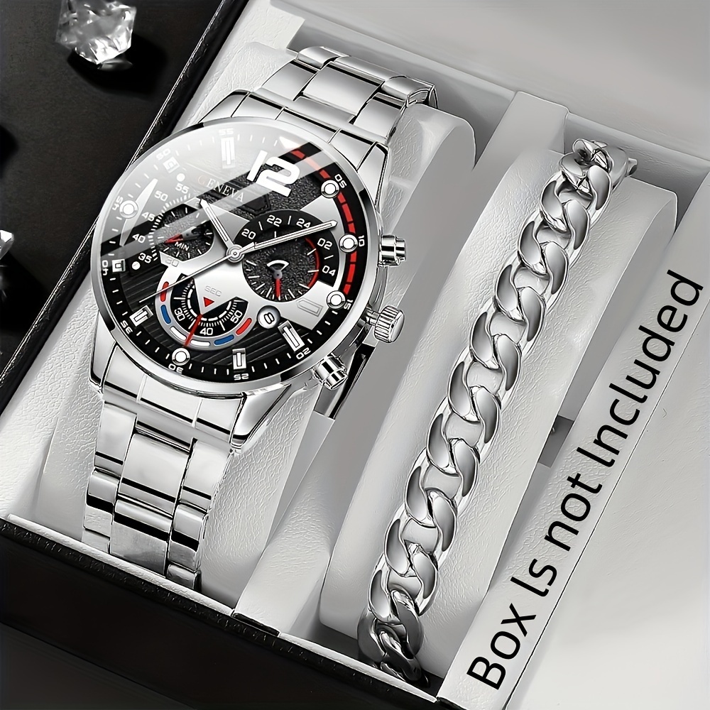 juego relojes deportivos cuarzo hombre pulsera plateada no