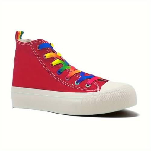 1 pair of platform sneakers for women high top canvas shoes womens sneakers outdoor sport walking lace up shoes