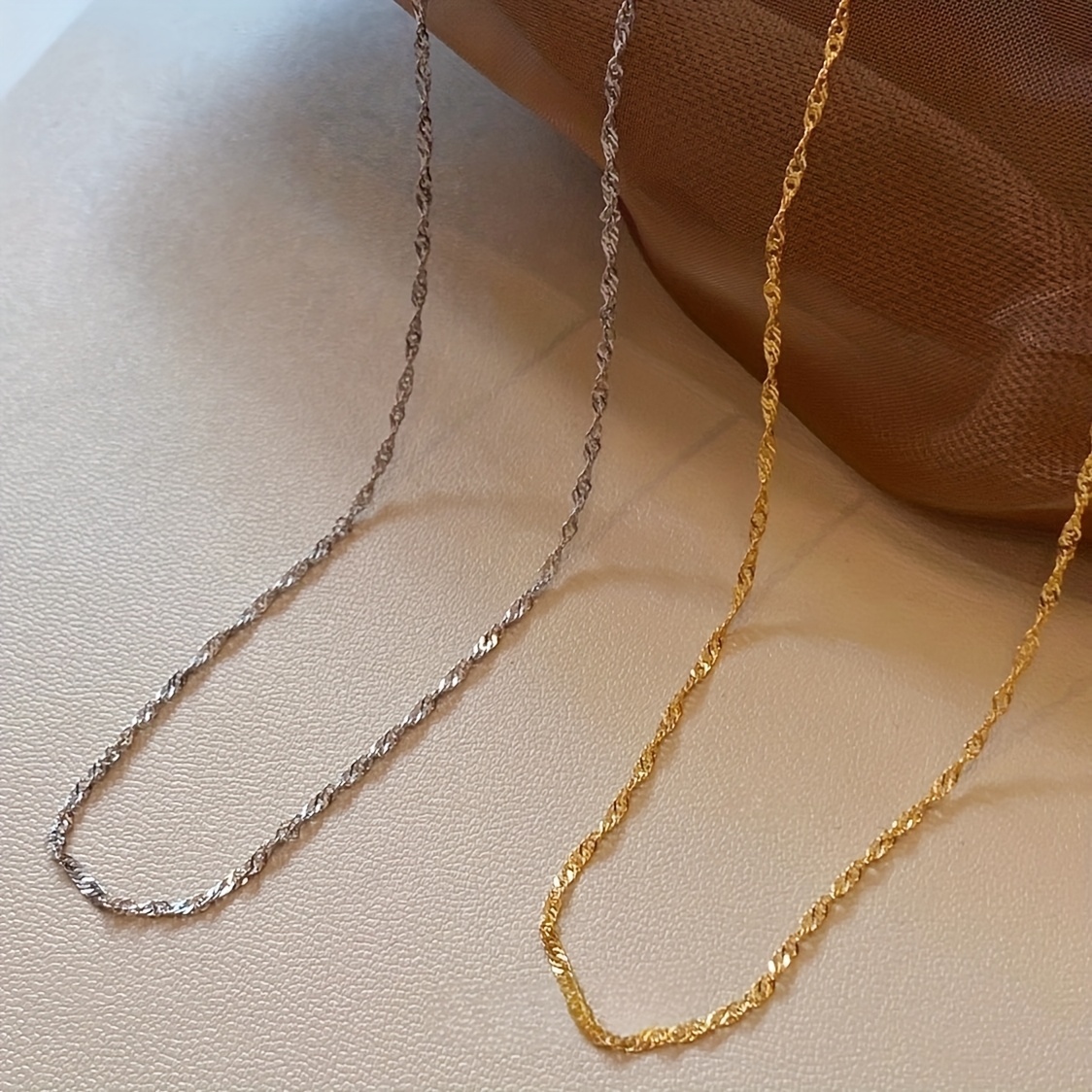 Silvery S925 Wave Chain Collarbone Necklace Hypoallergenic