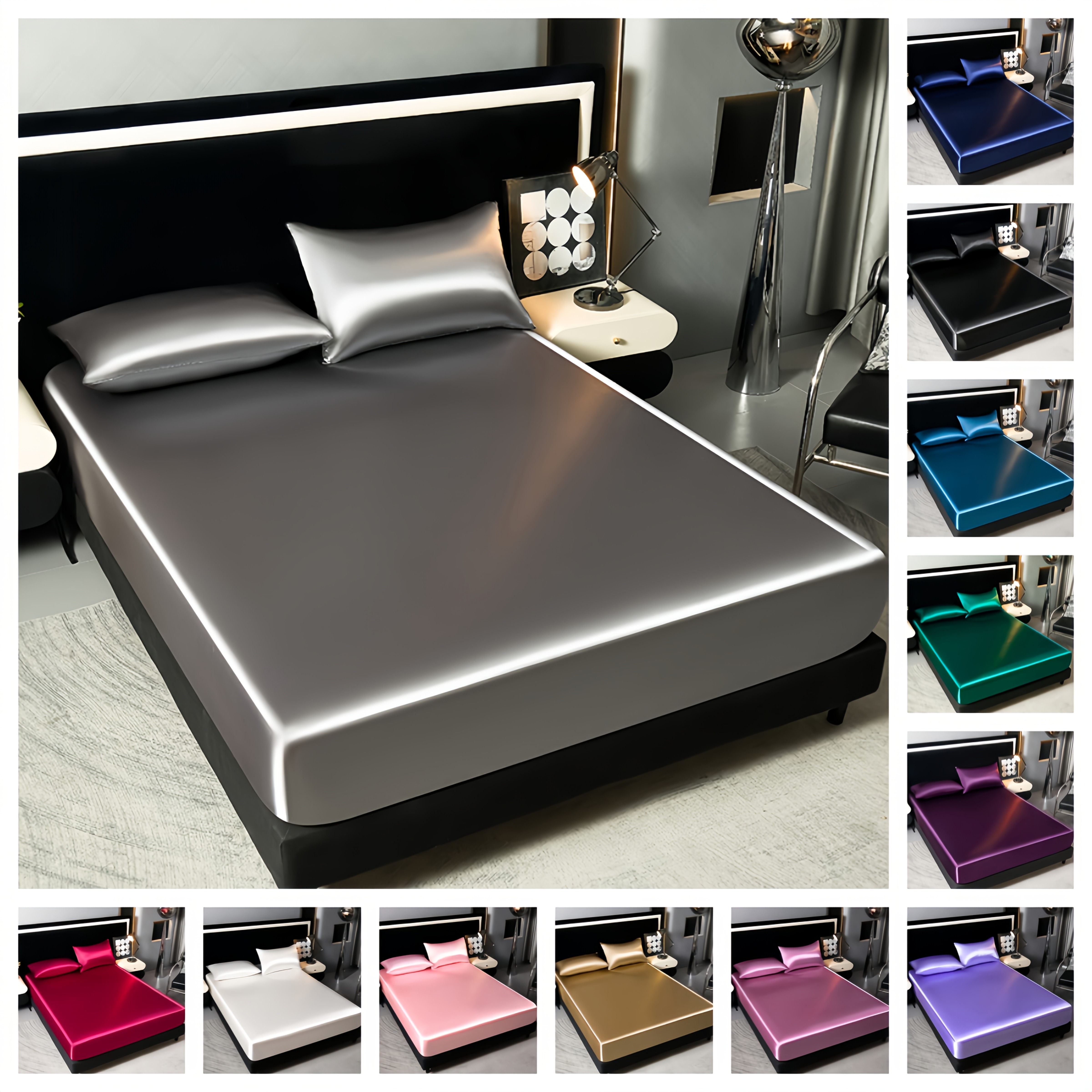 1pc luxurious satin bed skirt without pillowcases without pillow cores deep pocket suitable for   for bedroom hotel and dorm machine washable polyester mixed color