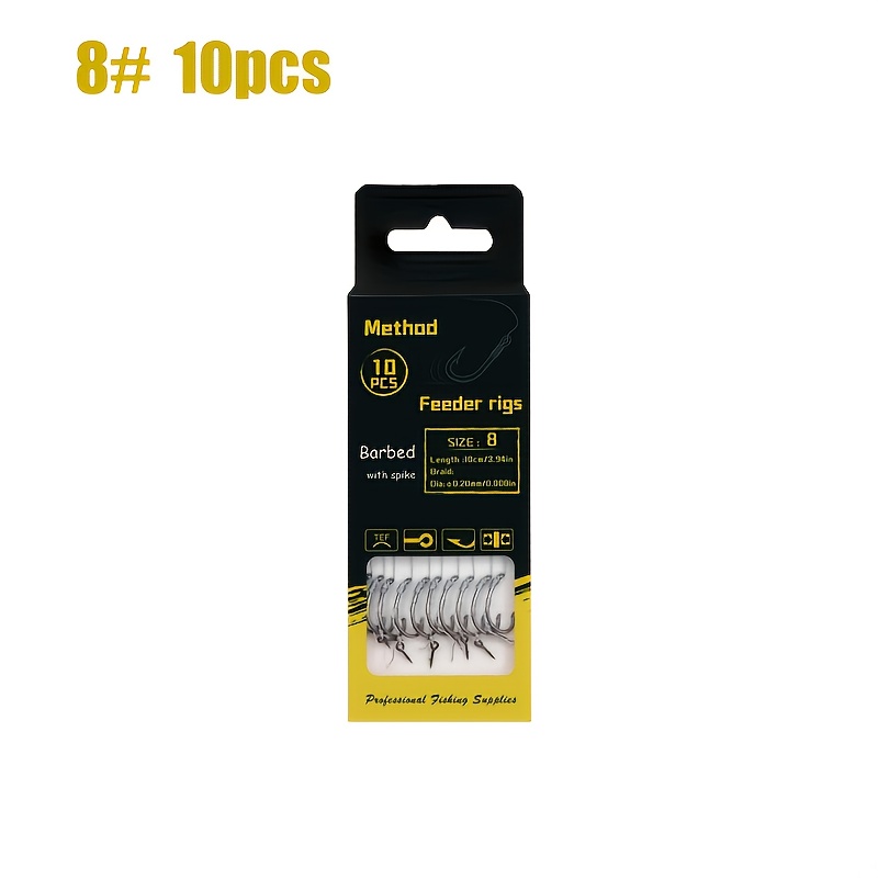 TEMU 10 stuks Method Feeder Rigs, Gevlochten Lijn, Snelwissel Rig, Makkelijk te Binden, Gevoelig voor Bijten, 6#8#10#12#14#!