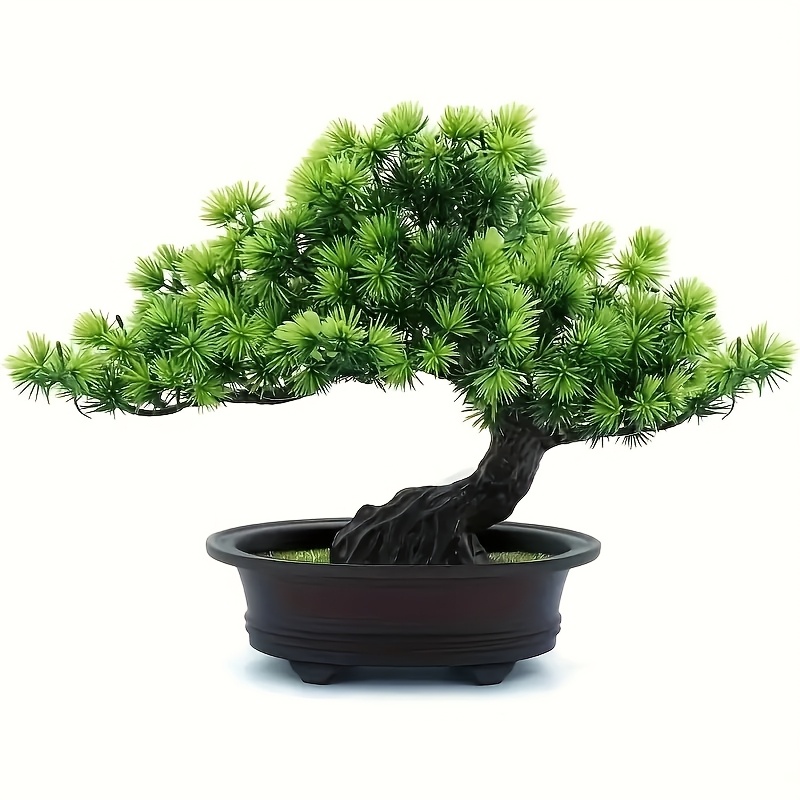 Image of 1pc Get Well Faux Pine - Plastic Lifelike Tabletop Greenery, No Power Needed, Home Decor For Bookshelf, Bathroom, Zen Garden, Farmhouse - Artificial Plant For Indoor Decoration, 9.5"
