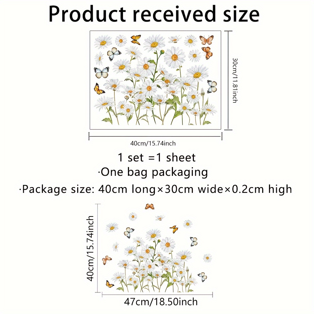 Reusable Daisy Flower Electrostatic Window Cling - Dual-sided, For Bedroom & Study Glass Decor