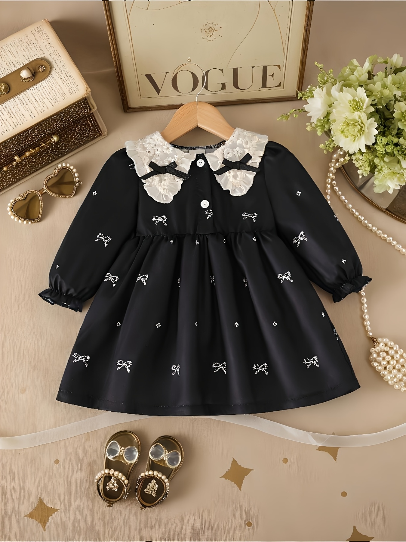 chinese dress ladies Short Sleeve Black Velvet Dress with Lace Collar 6 main image 0