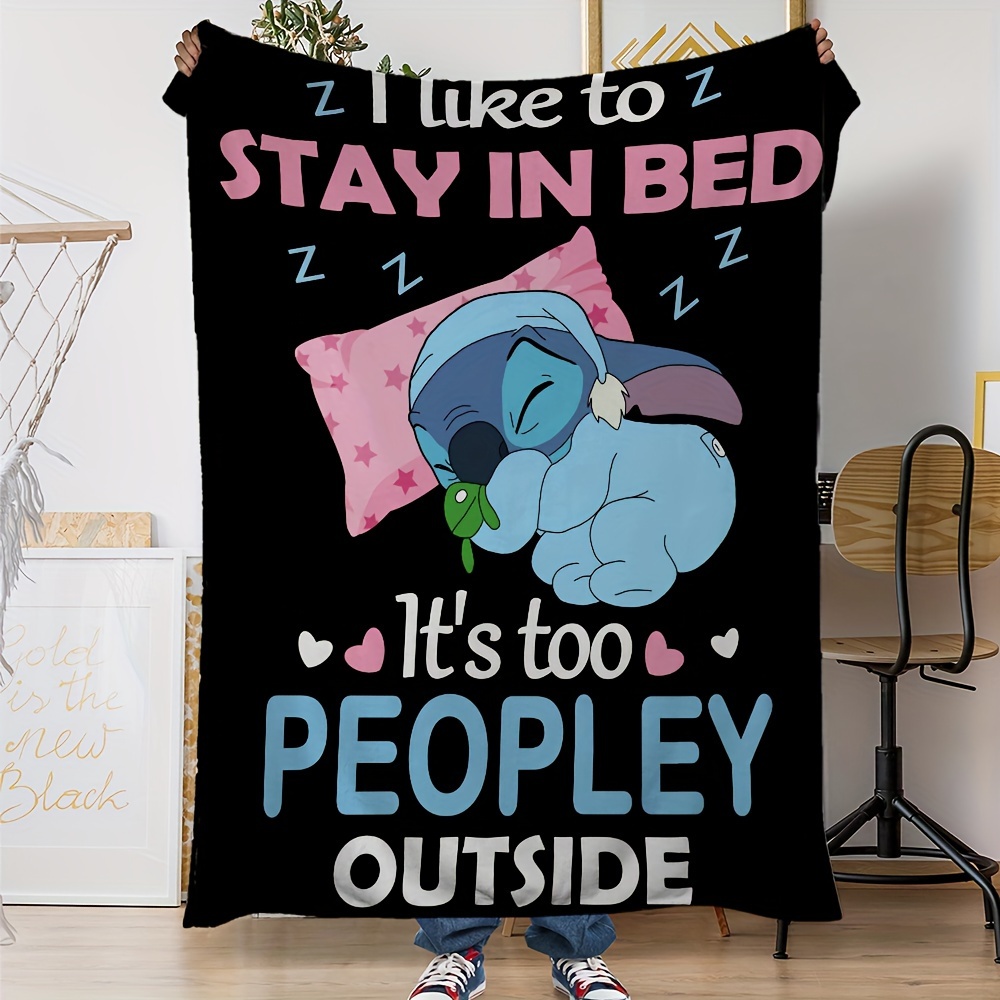 

Stitch Cartoon Deluxe Flannel Throw Blanket, Cute Soft Cozy Warm Blankets Perfect For Couch Bed Office Travel Home Decor, Suitable For All Seasons & Festive