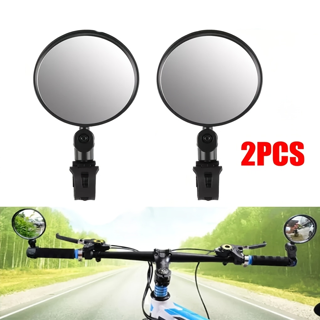 2pcs Adjustable Swivel Convex Mirror for Bikes - Wide Angle Rearview Mirror for MTB And Road Bikes - Enhance Safety And Visibility, Bicycle Mirror, High-Definition Round Mirror, 360-Degree Adjustable Blind Spot Mirror, Wide-Angle Mirror