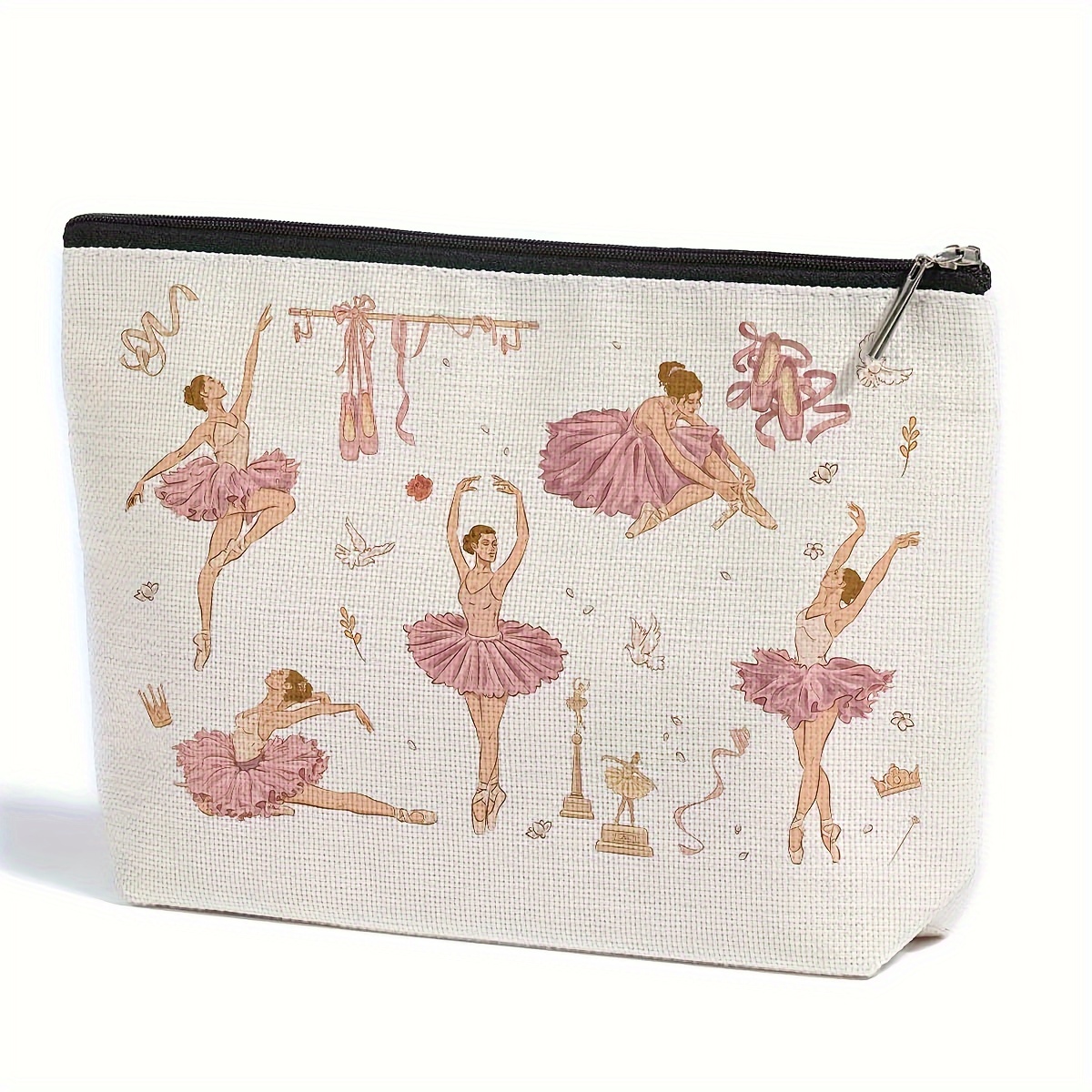 

Dancer's Delight: Ballet-inspired Linen Makeup Pouch - Waterproof, Fragrance-free, And Perfect For , Teachers, And Lovers Of The Art