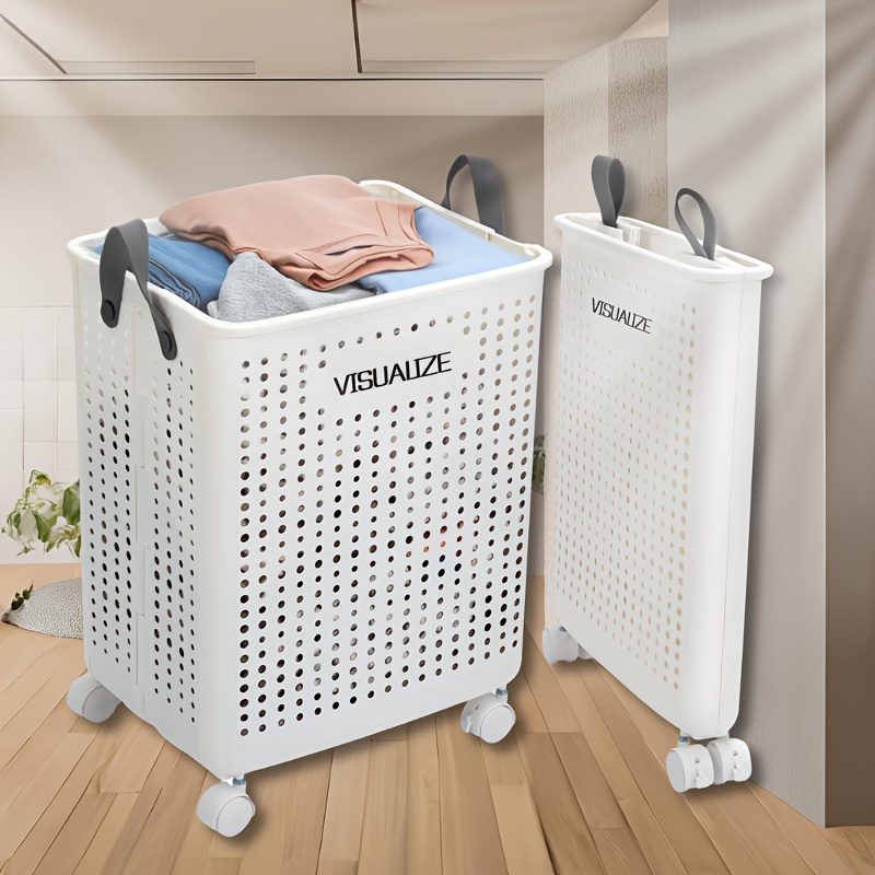 

Oversized Foldable Wheeled Laundry Basket - Waterproof Clothing And Storage Box, Outdoor Locker Rack, Shelf Baskets