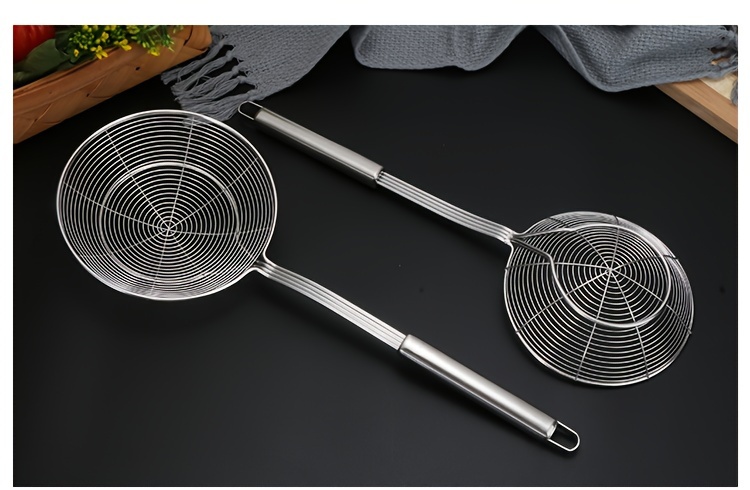 1pc strainer ladle stainless steel wire skimmer spoon with handle kitchen spider strainer household skimmer spoon for frying kitchen cooking tool for fried food kitchen stuff kitchen gadgets kitchen accessories details 7