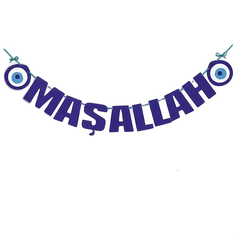 10pcs/set Masallah Evil Eye Element Letter Banners Middle Eastern Party Theme Atmosphere Decoration Banners Exotic Style Gathering Decoration Supplies
