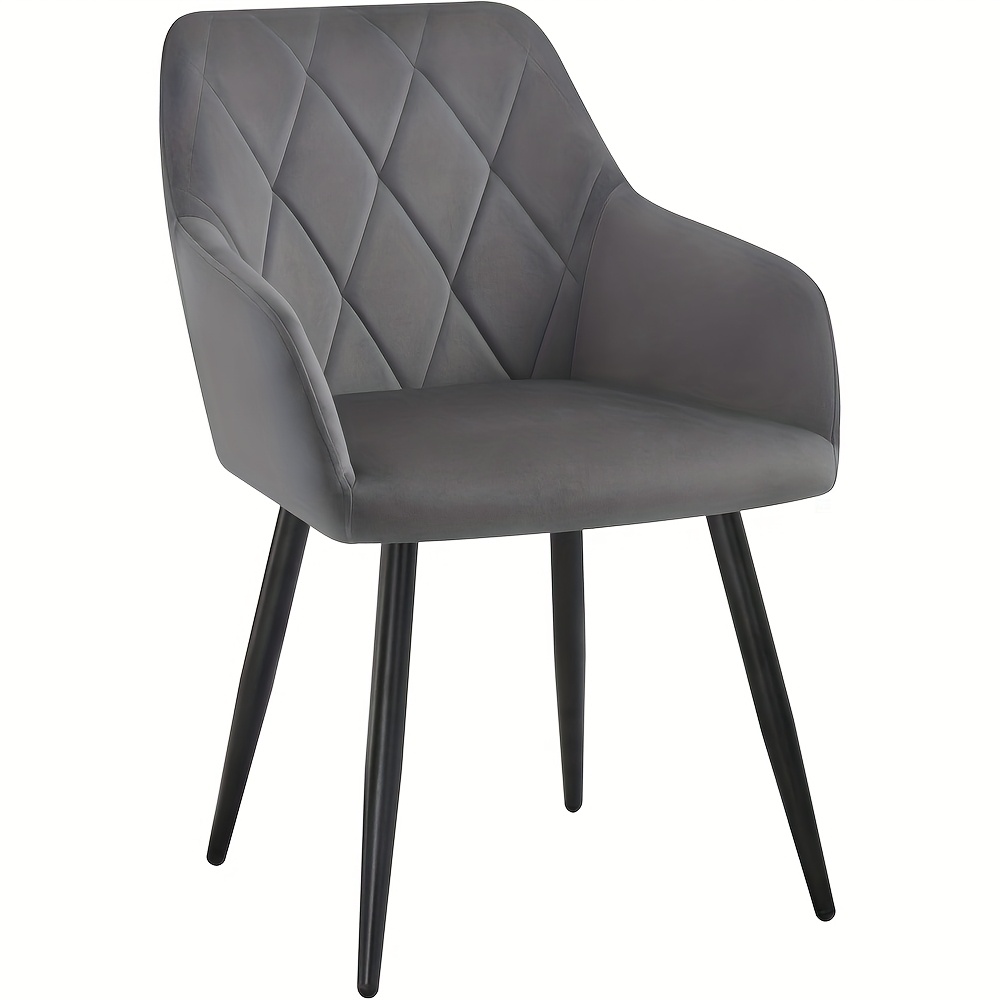 1pc Dining Chair With Armrest Backrest, Velvet Seat, Kitchen Chair With Metal Legs, Suitable For Dining Room, Living Room