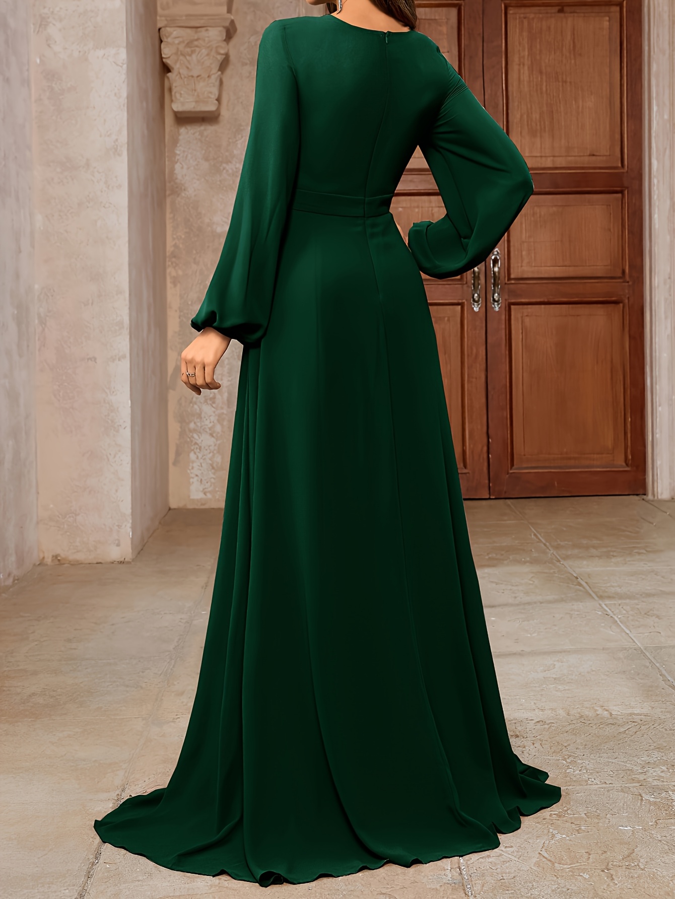 chinese dress ladies Ever-Pretty Shop Double V-Neck See-Through Long Sleeves Chiffon A-Line Evening Dress