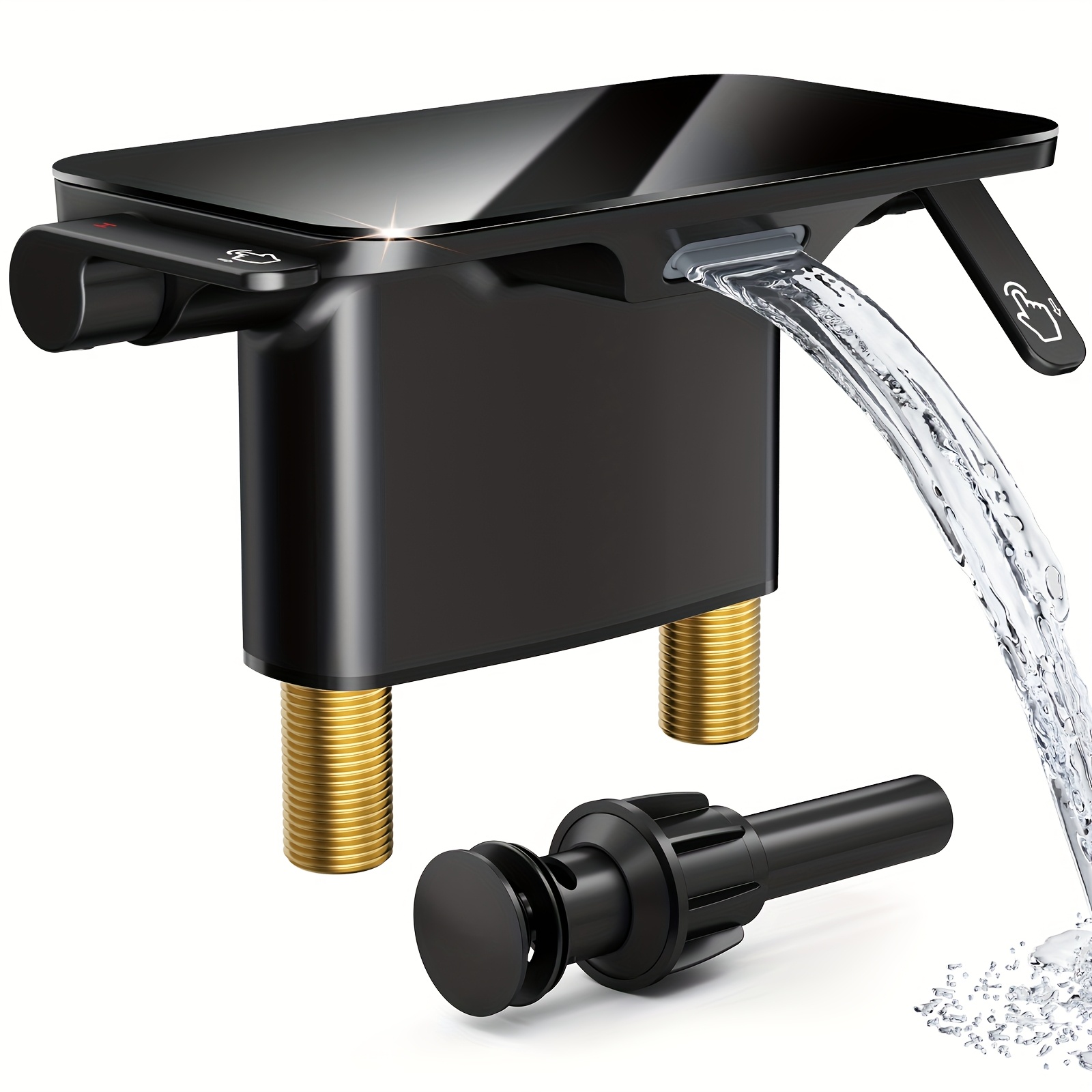 TEMU Bathroom Faucets, Modern Bathroom Sink Faucet 2 Hole Abs Body, 304 Stainless Faucet, Dual-handle Vanity Faucet With Pop Up Drain Stopper & Deck