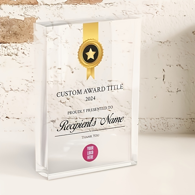 TEMU 2d Flat Custom Acrylic Trophy, Transparent Sports Award, Competition Commemorative Prize, Recognizing Employees, Durable Materials