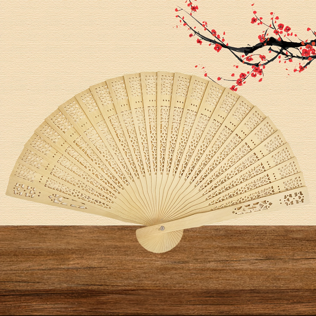 1/3/6pcs All The Sun Chinese Style Hollowed Sandalwood Handheld Folding Fan Halloween Electronic Party Performance Wedding Decoration Gift