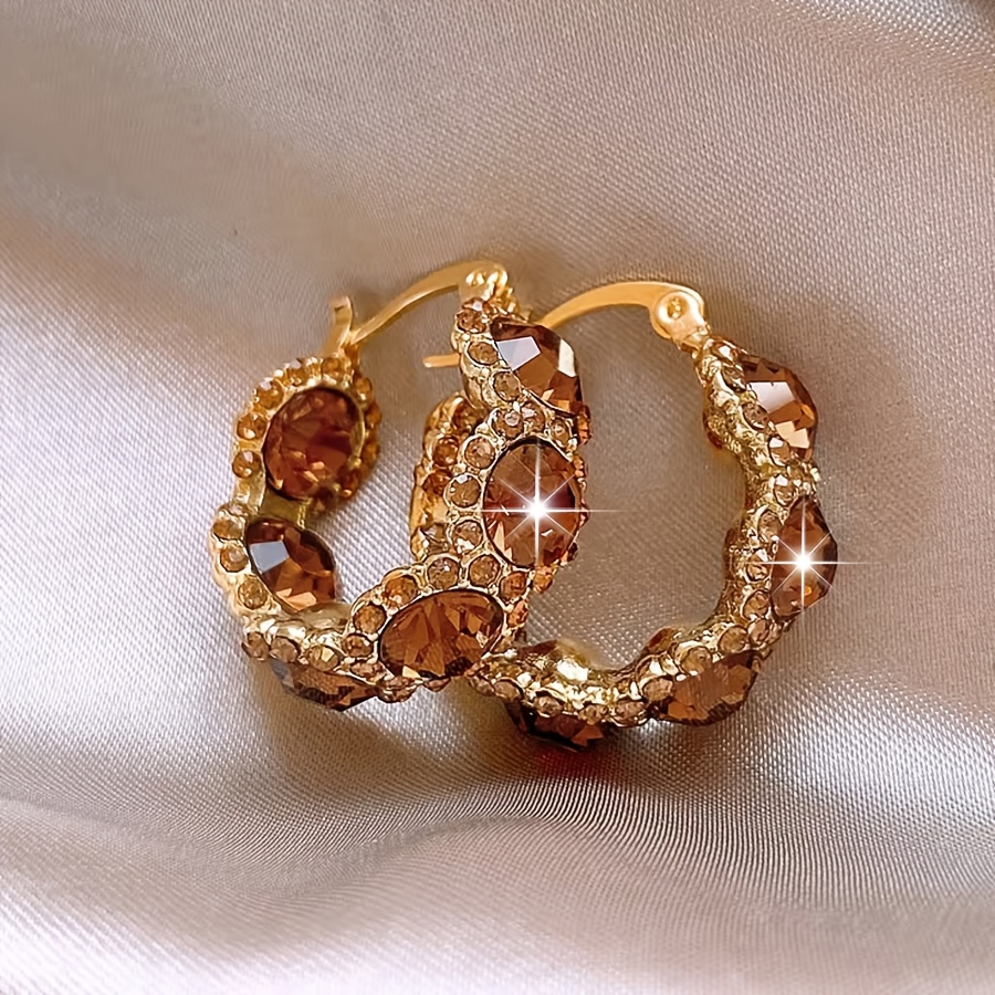 Image of A Pair Of Hoop Earrings With Rhinestones, Perfect For Festivals, Birthdays, Dates, , Parties, Vacations, Shopping, And Everyday Commuting