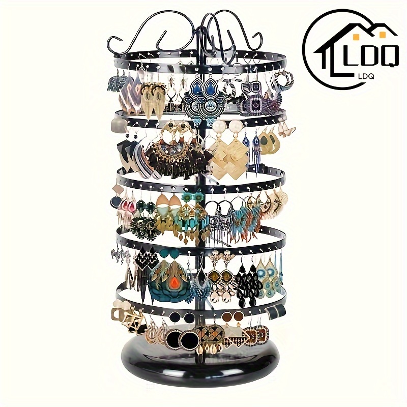 

1pc -layer Rotating Jewelry Rack, Desktop Jewelry Earrings Storage Holder, Adjustable Jewelry Organizer Display Rack, For Dresser Mall Window