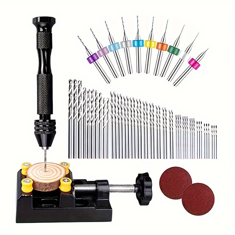 

36pcs Precision Hand Drill Bits Set, Stainless Steel Pin Vise With 25 Twist Drills And 10 Carbide Pcb Rotary Tools For Resin, Wood Crafts Jewelry Making, And Carving - Manual And Precise Drilling