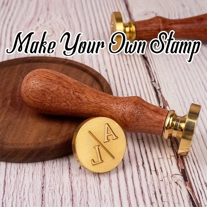 

Custom Wax Seal Stamp Kit - 1" Brass Head With Wooden Handle For Wedding Invitations, Crafts & Gift Wrapping