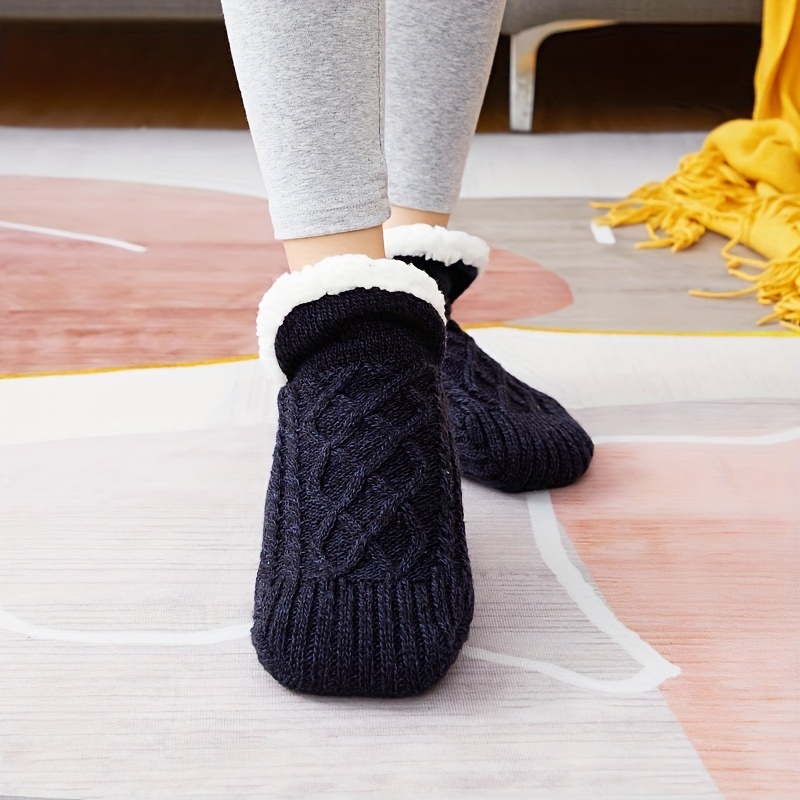 Image of 1/6 Pairs Thermal Women Men Slipper Socks Winter Warm Short Thickened Home Sleeping Soft Non Slip Grip Fuzzy Floor Sock Fluffy
