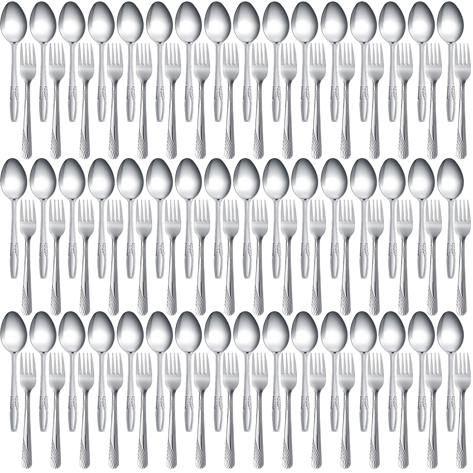 

100pcs Forks And Spoons Silveryware Set Stainless Steel Flatware Cutlery Set Dinner Forks And Spoons Mirror Polished Dishwasher Safe Utensil For Kitchen Restaurant Or Home