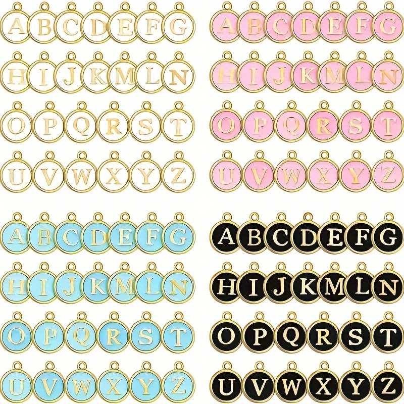 

60pcs Letter Pendants For Jewelry Making Charm For Bracelet Initial Charms Alphabet Charms For Diy Necklace Bracelet Jewelry Making (black, White, Pink, Blue)