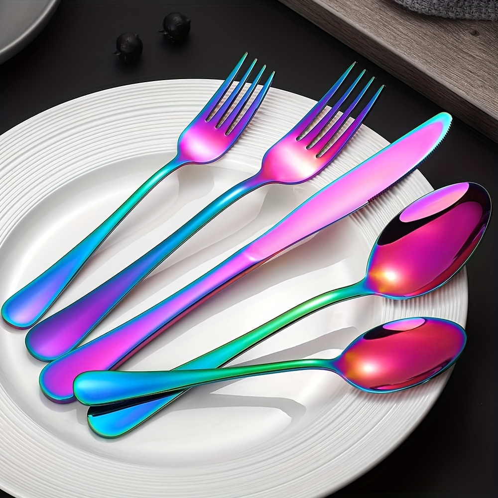 rainbow 60 30pcs stainless steel cutlery set for 12 people   polished flatware set dishwasher safe   dinner knives 12 dinner spoons 12 dinner forks 12 dessert spoons 12 dessert forks 12 ideal for homes restaurants and parties Product details 0