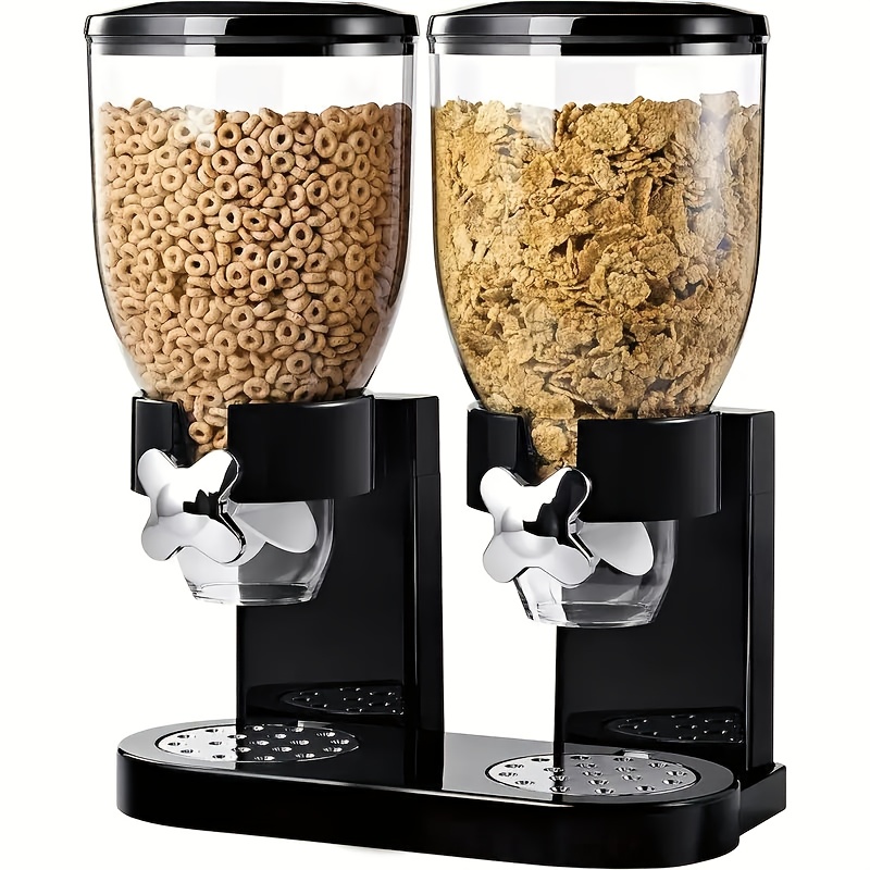 TEMU Large-capacity Cereal Dispenser With Portion Control - Airtight & Bpa-free Plastic Container, Reusable Lid For Cereal, Nuts, Rice, Oats - Pantry