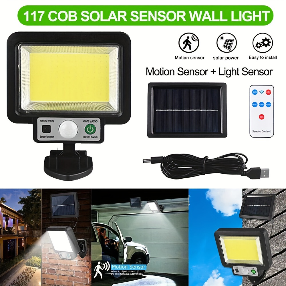 

Outdoor Solar Wall Light Led Motion Sensor Bright Flood Street Lamp 3 Modes