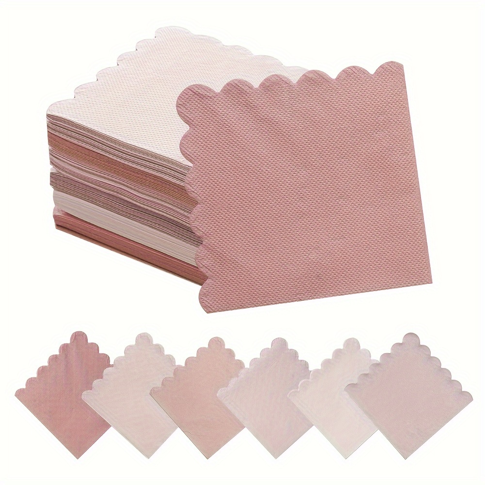 

150-pack 2-ply Scalloped Paper Napkins For Parties - Gradient Dusty Pink Disposable Dinner Dessert - Thick, Versatile Table Decor For Special Occasions & Everyday Use