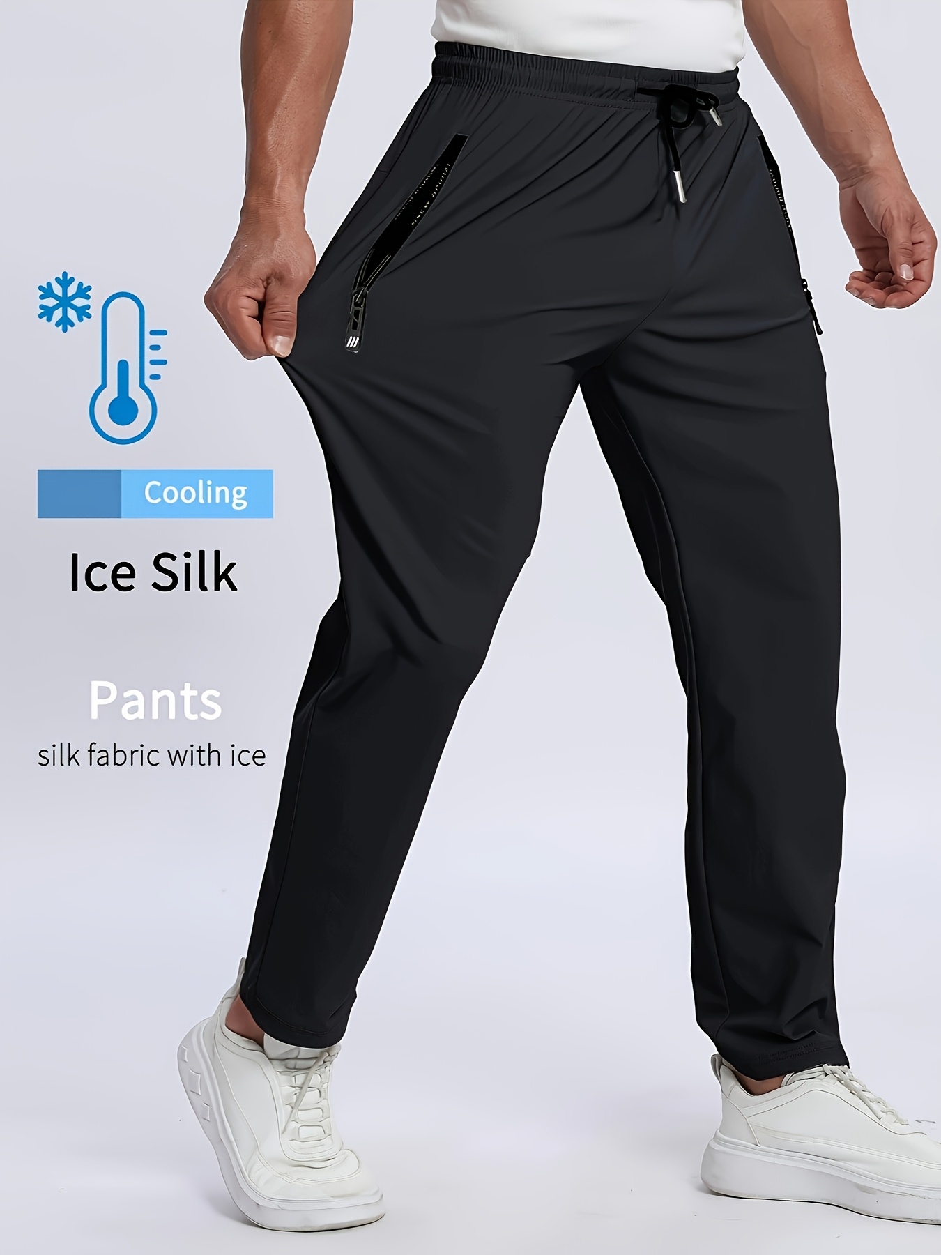 Men's Breathable Lightweight Straight-Leg Pants with Pockets