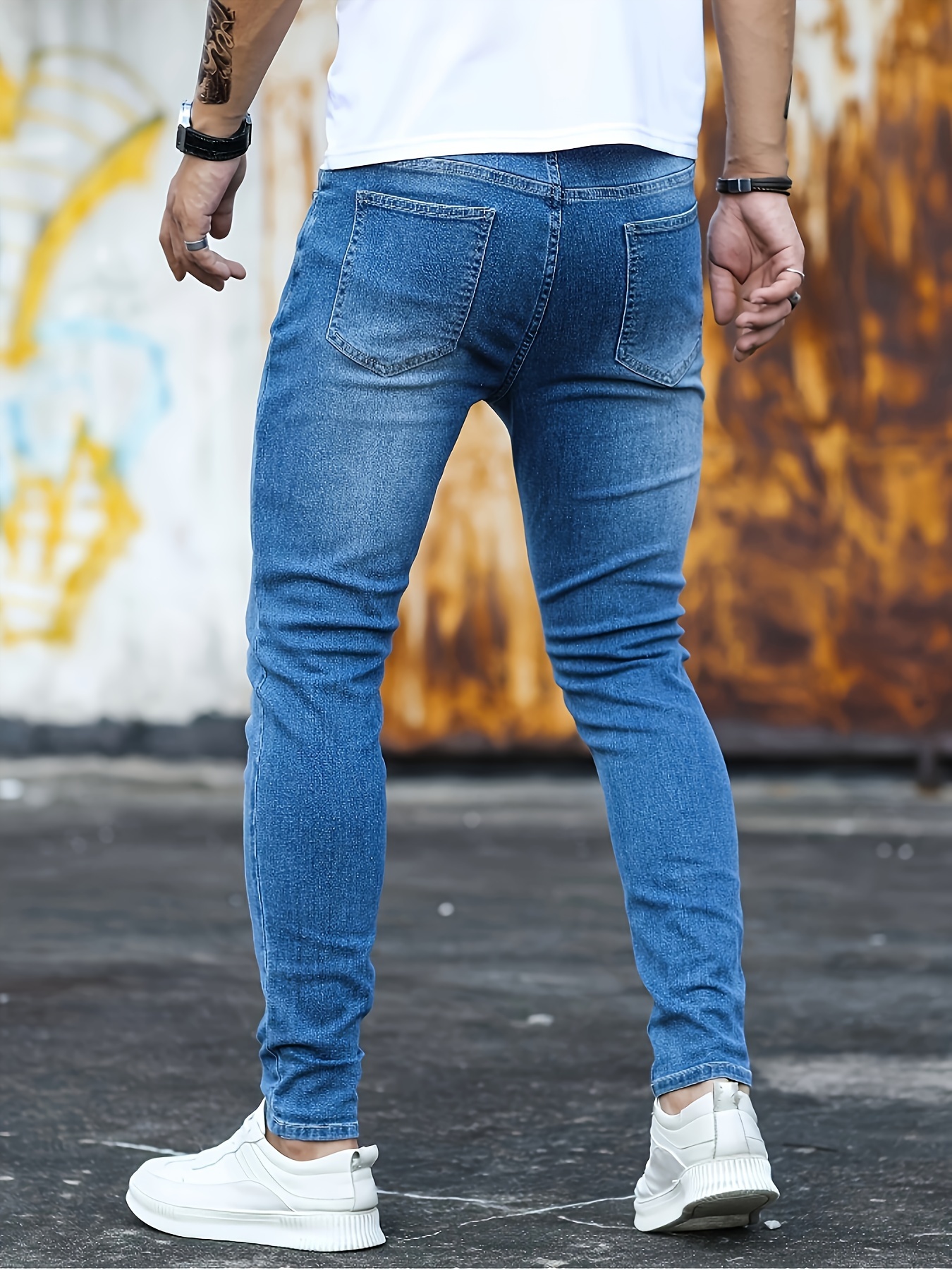 men's casual fit skinny jeans stretch denim cotton Temu Mauritius