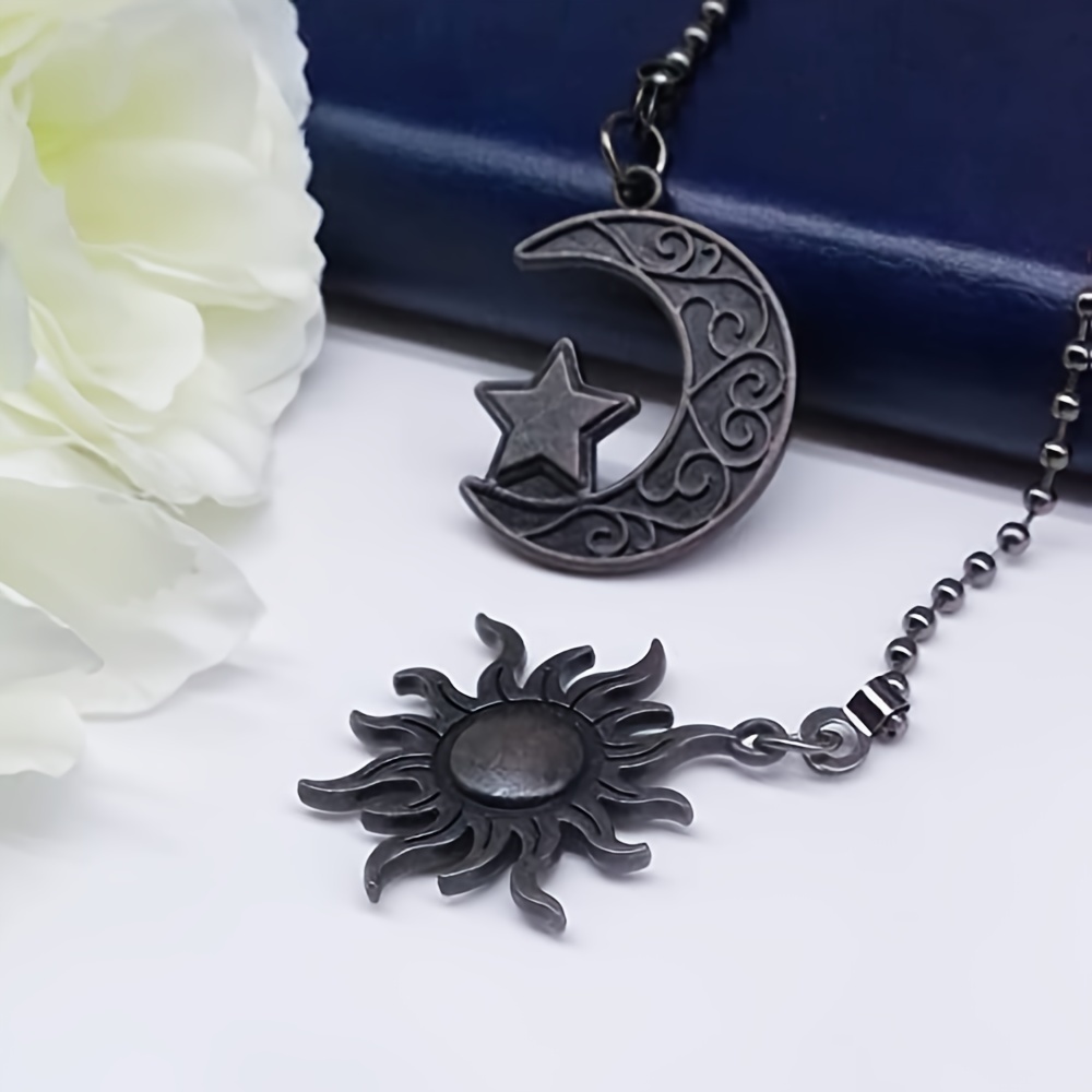 Hortsun 4 Pieces 13 Inch Vintage Ceiling Fan Pulls Chain Copper Totem Pull Chain Pendant Extension Sun Moon Beaded Ball Fan Extender