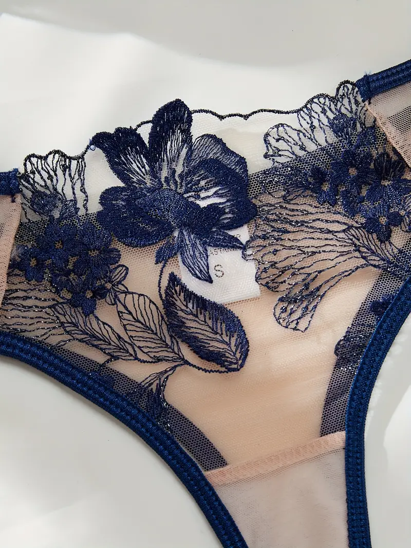 Sultry Floral Lace Lingerie Set Sheer Unlined Bra Mesh - Temu