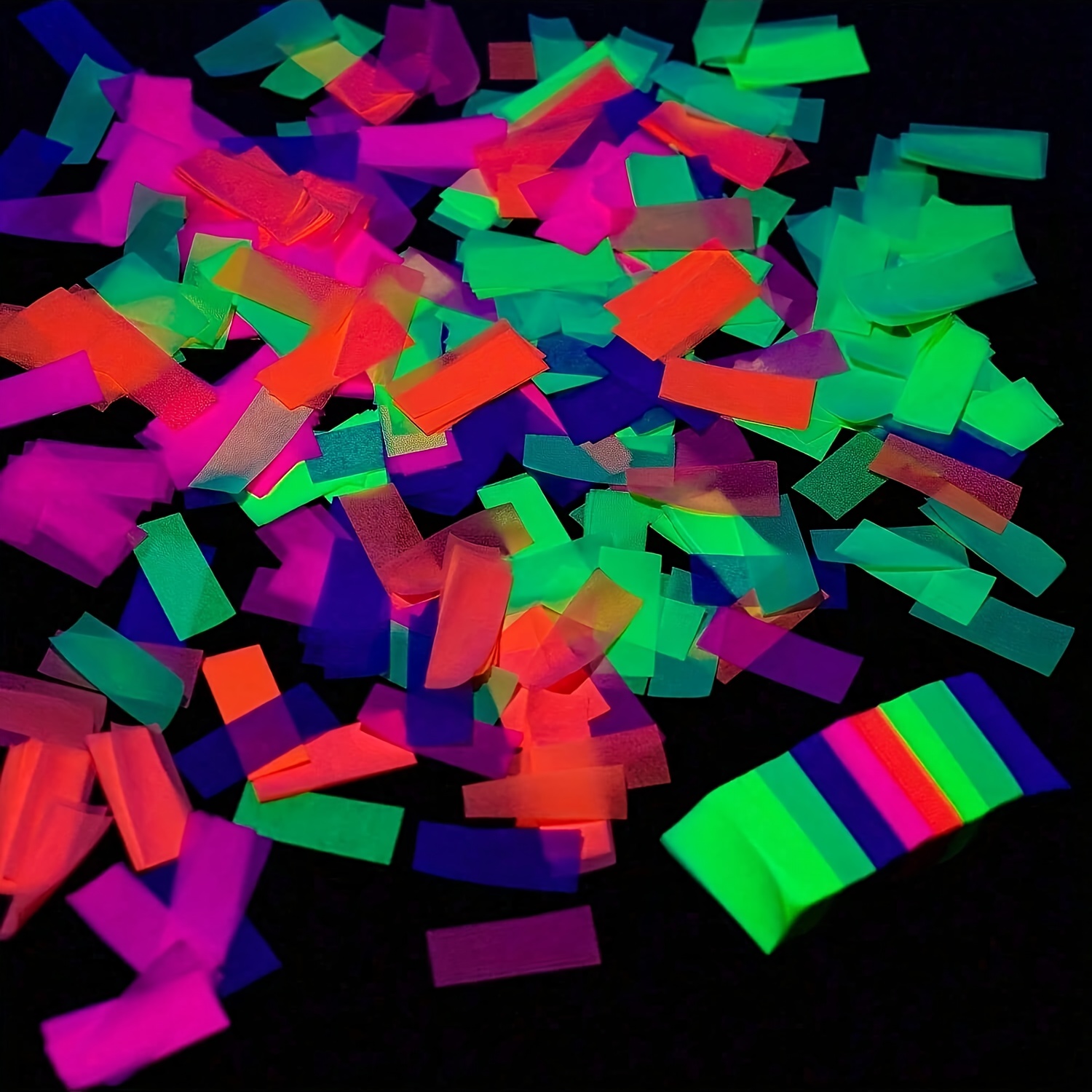 Image of Uv Neon Confetti For Blacklight Glow Parties, Featuring 5 Colors Of Fluorescent Tissue Confetti, Perfect For Weddings, Bachelorette Parties, Birthdays, And New Year's Celebrations. In A 30g Package