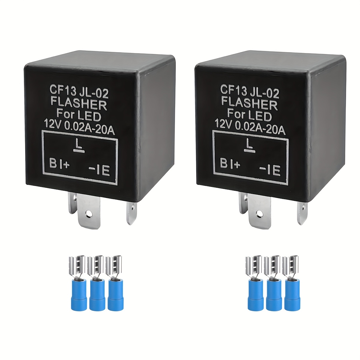 TEMU Cf13/cf14 Electronic Flasher Relay, 3 Pin 12v 0.02a-20a Turn Signal Relay For Led Lights Blink Flash No Flash Problem-2pcs, Without Battery
