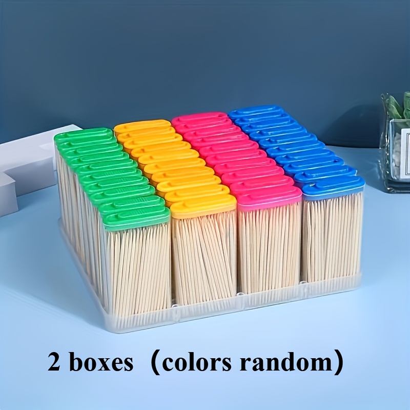Image of 3 Boxes/2 Boxes/ (each Box Containing 80-100 Toothpicks), (colors Random)portable Mini Toothpicks, Equipped With A Toothpick Box, Are Practical Small Tools For Cars, Travel, And Outdoor Camping.