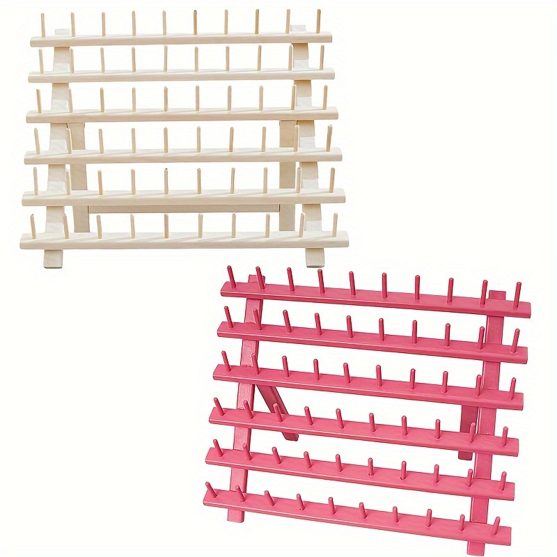 TEMU 2pcs Wooden Thread Rack Sewing And Embroidery Thread Holder, 60 Spools