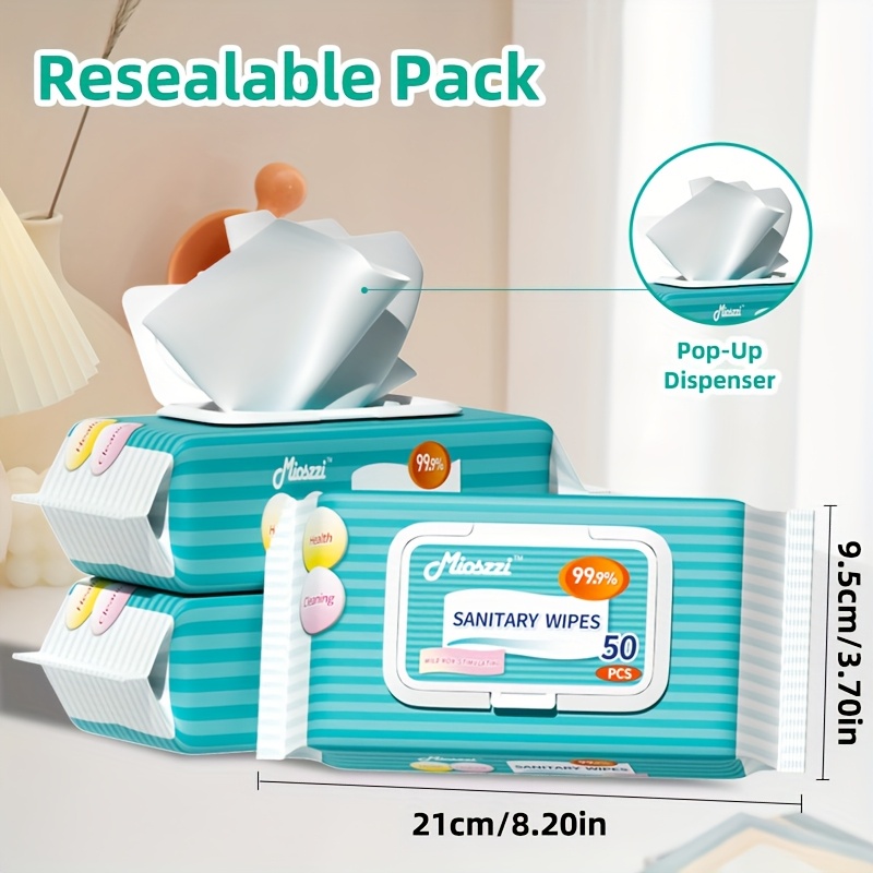 Mioszzi Sanitary Wipes Fragrance-Free Ultra-soft For Hiking Camping Outdoor Sport And Daily Life, Travel Size Non-woven Fabrics Cleaning Wet Wipes-15Pack 750pcs/12Pack 600pcs/6pack 300pcs/3pack 150pcs - Image 4